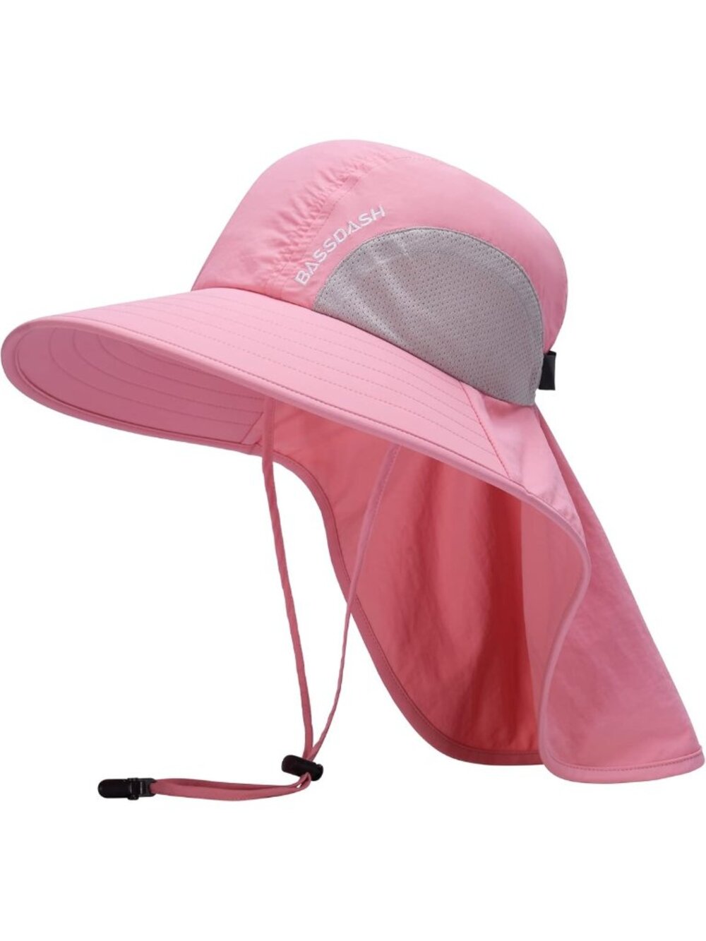 Unisex UPF 50+ Wide Brim Sun Hat with Neck Flap & Ponytail Holder - Fishing